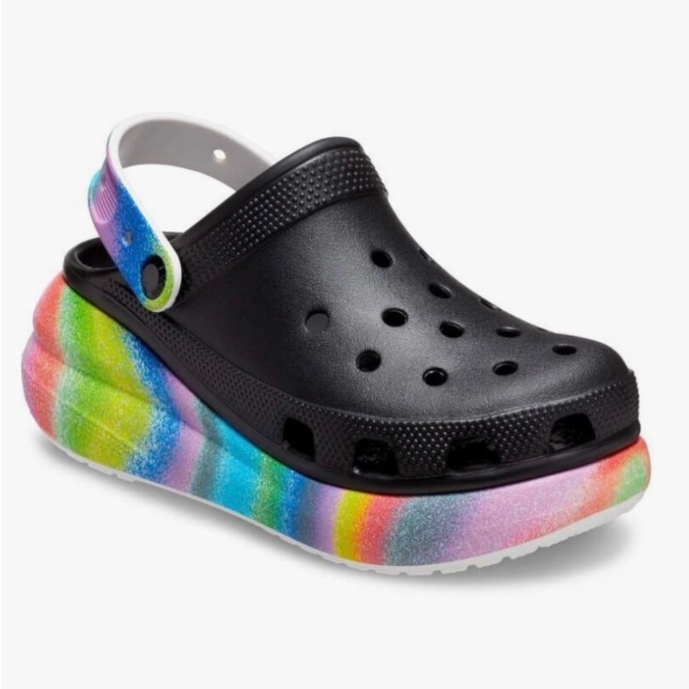 CROCS Black and Blue Water Shoes with Perforated Design